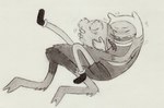 2_toes 4_fingers blush clothed clothing duo feet fingers forked_tongue hat headgear headwear male male/male not_furry open_mouth selfcest shirt simple_background square_crossover teeth toes tongue tongue_out topwear white_background lynxfurr adventure_time cartoon_network fern_(adventure_time) finn_the_human human humanoid mammal graphite_(artwork) hi_res monochrome traditional_media_(artwork)
