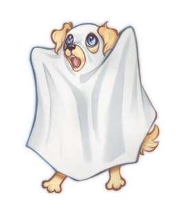 anthro bed_sheet bedding bedsheet_ghost blue_eyes fur simple_background solo tan_body tan_fur white_background yshanii canid canine canis domestic_dog mammal 2023 digital_media_(artwork)