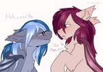 blush dialogue eyewear feral flirting glasses male male/male simple_background sitting spanish snowstormbat hasbro my_little_pony midnight_snowstorm bat_pony equid equine horse mammal hi_res