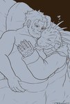 anthro bed bedding belly blanket cuddling duo eyes_closed furniture hug human_on_anthro interspecies kemono lying male male/male overweight overweight_male pillow sleeping kakitama2310 lifewonders tokyo_afterschool_summoners ded_(tas) itzamna_(tas) human iguana iguanid lizard mammal reptile scalie 2022 hi_res