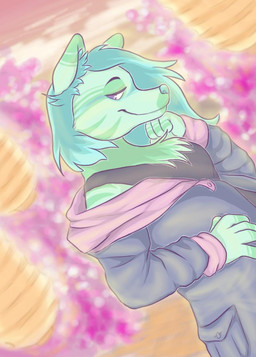 anthro blue_hair clothed clothing female fur green_body green_fur green_hair hair lamp lantern markings shirt simple_background smile smug_face solo striped_body striped_fur striped_markings stripes tank_top topwear princess_lemonchan canid canine canis felid hybrid mammal pantherine tiger wolf digital_media_(artwork) hi_res