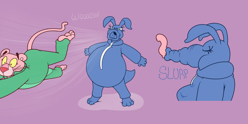 abdominal_bulge blue_body blue_bodysuit blue_clothing blue_skinsuit bodysuit bulge burping clothing green_bodysuit green_clothing green_skinsuit holding_object holding_on inflated_belly inhale male nasal_vore onesie pajamas pink_body pipe skinsuit snout sound_effects suction swallowed swallowed_alive swallowed_whole tail tight_clothing vacuum_inhale vacuum_vore vore kazjester pink_panther aardvark anteater felid feline mammal pantherine pilosan xenarthran hi_res
