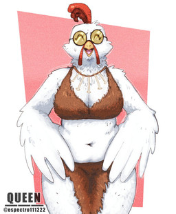 abstract_background anthro beak belly big_breasts bottomwear breasts cleavage clothed clothing curvy_figure eyewear feathers female front_view glasses hands_on_hips hands_on_own_hips loincloth navel open_mouth open_smile slightly_chubby smile solo text thick_thighs tinted_glasses tribal tribal_clothing voluptuous voluptuous_anthro voluptuous_female white_body white_feathers espectro111222 avian bird chicken galliform phasianid 2025 artist_name digital_drawing_(artwork) digital_media_(artwork) hi_res watermark