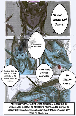 anthro bedroom cognellius dominant duo female forced front_view glass lobotomy male male/female rape sex slave submissive text i_draw1234 alien reptile scalie comic english_text hi_res