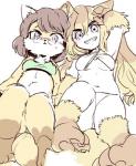 anthro blush breast_size_difference breasts clothing duo eyewear female fur glasses japanese kemono loli small_breasts underwear young young_anthro young_female 1boshi canid canine fox human mammal