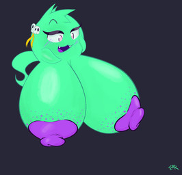 accessory areola big_areola big_breasts big_nipples blush blush_lines breasts eyelashes eyeliner fangs female freckled_breasts freckles green_body green_skin hair hair_accessory hairpin huge_breasts hyper hyper_breasts makeup nipples open_mouth pink_eyes purple_nipples simple_background smile solo spiky_hair tail teeth cung mario_bros nintendo boo_(mario) ghost sphere_creature spirit waddling_head hi_res