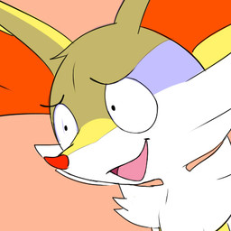 ambiguous_anthro ambiguous_gender anthro arm_tuft cheek_tuft chest_tuft eyebrows facial_tuft front_view fur inner_ear_fluff leaning leaning_forward multicolored_body multicolored_fur open_mouth orange_background orange_body orange_fur orange_inner_ear_fluff orange_nose pointy_ears prick_ears shoulder_tuft simple_background smug solo tapering_snout three-quarter_view tongue tuft white_body white_fur yellow_body yellow_fur 4chan_anon nintendo panty_and_stocking_with_garterbelt pokemon braixen canid generation_6_pokemon mammal pokemon_(species) 1:1 2015 cel_shading colored digital_drawing_(artwork) digital_media_(artwork) headshot_portrait low_res portrait reaction_image redraw shaded