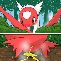 animal_genitalia blush bodily_fluids cloaca female feral genital_fluids genitals peeing shaking solo trembling urine yellow_eyes pasaran nintendo pokemon generation_3_pokemon latias legendary_pokemon pokemon_(species) 1:1 aliasing digital_media_(artwork) low_res oekaki