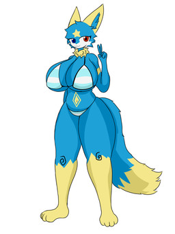 anthro big_breasts breasts clothing female fur huge_breasts hyper hyper_breasts male male/female nipples simple_background smile solo tail killerhuaxuan canid felid feline mammal 3:4 absurd_res digital_media_(artwork) hi_res