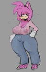 anthro big_breasts blush bodily_fluids breasts clothing female nipples solo sweat translucent translucent_clothing wet wet_clothing postpluvial sega sonic_the_hedgehog_(series) amy_rose eulipotyphlan hedgehog mammal absurd_res hi_res