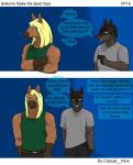 anthro canid canine colonel_klink comic dialogue duo english_text equid equine hi_res horse isaac_(colonel_klink) letterbox male male/male mammal muscular nightclub simple_background text