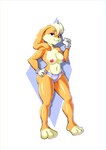 anthro areola big_breasts black_eyes blonde_hair blue_background blue_clothing blue_panties blue_underwear breasts buckteeth camel_toe clothed clothing eyelashes eyeshadow female floppy_ears fur gloves hair hand_on_hip handwear head_tuft looking_at_viewer lop_ears makeup navel navel_piercing nipple_piercing nipples orange_body orange_fur panties panties_only piercing pink_areola pink_eyeshadow pink_nipples pink_nose simple_background smile solo tan_body tan_fur teeth thick_highs topless tuft underwear underwear_only white_background white_clothing white_gloves white_handwear wide_hips notilustregui looney_tunes warner_brothers lola_bunny lagomorph leporid mammal rabbit absurd_res hi_res
