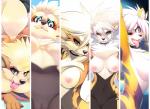 anthro arcanine black_nose blonde_hair blue_eyes breasts canid canine countershading digital_media_(artwork) female generation_1_pokemon genitals hair looking_at_viewer mammal nintendo nipples open_mouth pokemon pokemon_(species) pussy shaded solo tongue tongue_out tsampikos