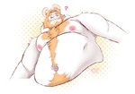 anthro areola beard belly big_belly blonde_hair body_hair chest_hair facial_hair fur hair horn long_ears male mature_male moobs musclegut muscular navel nipples overweight overweight_male pecs solo white_body jenokamui undertale_(series) asgore_dreemurr bovid caprine goat mammal hi_res