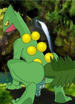 animal_genitalia anthro anus balls barefoot biped butt claws detailed_background feet feral foreskin forest genitals half-erect humanoid_genitalia humanoid_penis looking_at_viewer male nude outside penis perineum plant presenting presenting_anus presenting_hindquarters raised_tail rear_view solo spreading tail toes tree yellow_eyes lusarthel nintendo pokemon generation_3_pokemon lizard pokemon_(species) reptile scalie sceptile 2017 aliasing digital_media_(artwork) hi_res