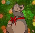 anthro bedroom_eyes big_butt bottom_heavy bow_ribbon butt female gift_wrapped grey_body holidays huge_butt looking_at_viewer looking_back looking_back_at_viewer narrowed_eyes nude overweight ribbons seductive smile solo thick_thighs wide_hips unclescooter christmas dreamworks madagascar_(series) gloria_(madagascar) common_hippopotamus hippopotamid mammal 2020 half-length_portrait hi_res portrait