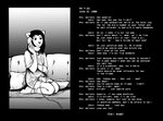 2022 anthro black_and_white canid canine canis carol_(hladilnik) clothed clothing comic dialogue domestic_dog electronics english_text eyebrows female food fur furniture hair hi_res hladilnik holding_object holding_phone kneeling_on_sofa mammal monochrome phone pillow popcorn smile sofa solo text topwear