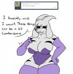 2017 anthro asriel_dreemurr_(god_form) big_breasts biped boss_monster_(undertale) bovid breasts caprine clothed clothing crossgender english_text female floppy_ears front_view fur horn long_ears mammal mtf_crossgender robertge simple_background solo standing text undertale undertale_(series) white_body white_fur