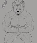 abs anthro big_clitoris clitoris enlarged female flexing_muscles genitals muscular muscular_female nipple_piercing nipples pecs pecs_with_breasts piercing smile smiling_at_viewer solo vein weslly34 maxi_(demondawgy96) mammal procyonid raccoon absurd_res hi_res monochrome