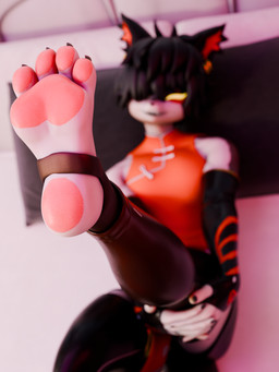 anthro black_body black_hair clothed clothing ear_piercing feet foot_fetish foot_focus fur hair male pawpads paws piercing smile solo toes white_body white_fur cynthiaacid valorlynz_(modeler) arknights hypergryph studio_montagne aak_(arknights) domestic_cat felid feline felis mammal 2025 3:4 3d_(artwork) absurd_res blender_(artwork) digital_media_(artwork) hi_res