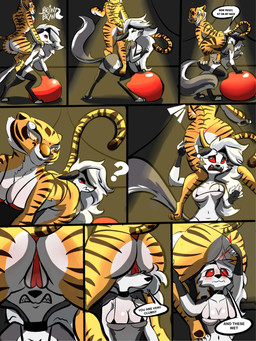 annoyed anthro ball bedroom_eyes bikini bikini_bottom bikini_pull bikini_top blush breasts butt camel_toe clenched_teeth climbing climbing_on_another clothing clothing_pull dialogue duo eyes_closed female female/female fur genitals hair half-closed_eyes holding_bikini holding_clothing holding_object holding_swimwear looking_at_genitalia looking_at_vulva looking_back narrowed_eyes on_top_of open_mouth red_sclera seductive sitting sitting_on_another smile speech_bubble string_bikini swimwear swimwear_pull tail teeth text two-piece_swimsuit vulva vulva_on_face bronybran dreamworks hellaverse helluva_boss kung_fu_panda mythology loona_(helluva_boss) master_tigress canid canid_demon canine demon felid hellhound mammal mythological_canine mythological_creature pantherine tiger comic digital_media_(artwork) english_text hi_res