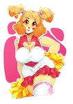 2020 alternate_hairstyle animal_crossing anthro blonde_hair breasts canid canine canis cheerleader cleavage clothed clothing digital_media_(artwork) domestic_dog female hair isabelle_(animal_crossing) looking_at_viewer mammal nintendo pom_poms shih_tzu solo toy_dog weepinbelly