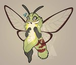 antennae_(anatomy) anthro arthropod_abdomen biped blush female fur green_body green_fur grey_eyes kemono looking_at_viewer open_mouth simple_background smile solo spiral_eyes wings nuibea amaverse poffy arthropod hawk_moth insect lepidopteran moth pellucid_hawk_moth hi_res