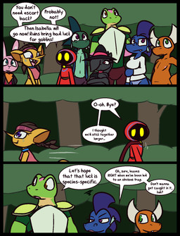 accessory annoyed anthro armor black_body black_clothing black_dress black_hair black_hat black_headwear black_jacket black_nose black_topwear blue_body blue_clothing blue_eyes blue_markings blue_pupils blue_robe blue_scales blue_topwear blue_vest bodypaint bottomless bottomwear breastplate breasts brown_pupils cape clothed clothing crossed_arms dialogue dress face_paint female forest fur green_body green_clothing green_eyes green_hair green_pupils green_scales green_shirt green_skin green_topwear grey_body grey_fur grey_hair group hair hair_over_eye hand_on_arm hands_behind_back hat headband headgear headwear horn jacket kerchief looking_up male markings mouthless nipples no_pupils open_clothing open_topwear open_vest orange_body orange_eyes orange_inner_ear orange_kerchief orange_scales outside pants pigtails pink_body pink_clothing pink_eyes pink_fur pink_hair pink_hat pink_headwear pink_nipples pink_shirt pink_skin pink_topwear plant pupils purple_bottomwear purple_clothing purple_eyes purple_hair purple_headband purple_pants purple_pupils purple_shirt purple_topwear red_bottomwear red_cape red_clothing red_hood red_pants red_robe robe scales sharp_teeth shirt shirtless shoulder_pads slit_pupils smile speech_bubble teeth text topwear tree unusual_pupils vest white_clothing white_horn white_inner_ear white_shirt white_topwear witch_hat yellow_body yellow_eyes yellow_skin ultilix european_mythology mythology caspar_(ultilix) emerald_(ultilix) isabella_(ultilix) leo_the_magician ruby_(ultilix) sofia_(ultilix) to-be-named-later wes_(ultilix) amphibian demon domestic_cat dragon felid feline felis frog goblin humanoid lagomorph leporid mammal mythological_creature mythological_scalie rabbit scalie western_dragon 2026 comic english_text hi_res