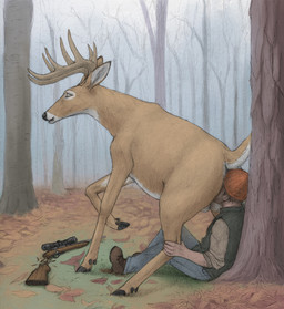 anal antlers balls bestiality bottomwear brown_body brown_fur brown_hair butt butt_sniffing clothing detailed_background duo facesitting feral footwear forest fur genitals gun hair hat headgear headwear hooves horn human_on_feral human_rimming_feral hunter interspecies jacket leaf male male/male nose_to_anus nude oral pants plant raised_leg ranged_weapon rifle rimming sex shirt shoes sitting sitting_on_another smile sniffing tail topwear tree weapon white_balls white_body white_fur difetra deer human mammal 2017 graphite_(artwork) lol_comments traditional_media_(artwork)