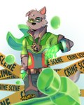 anthro belt clothed clothing hand_in_pocket looking_aside magic male pockets police_line solo superhero superhero_costume milkymatsu80s nickelodeon paw_patrol rocky_(paw_patrol) canid canine canis domestic_dog mammal mixed_breed absurd_res hi_res