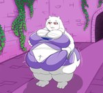 absurd_res anthro belly belly_grab big_belly big_breasts big_butt blush boss_monster_(undertale) bovid breast_expansion breasts butt caprine clothed clothing deep_navel digital_media_(artwork) english_text expansion feet female fur grandpaced growth hand_on_belly hand_on_own_belly hi_res holding_breast horn huge_belly huge_breasts huge_butt hyper hyper_belly long_ears looking_down mammal morbidly_obese morbidly_obese_anthro morbidly_obese_female narrowed_eyes navel obese obese_anthro obese_female onomatopoeia open_mouth overweight overweight_anthro overweight_female plant red_eyes robe ruins simple_background snout solo sound_effects text thick_thighs toriel torn_clothing undertale undertale_(series) vines wardrobe_malfunction weight_gain white_body white_fur wide_hips