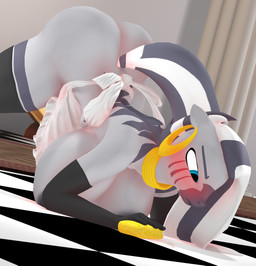 anthro anthrofied apron ass_up big_breasts big_butt blush breasts butt clothing ear_piercing ear_ring female legwear piercing ring_piercing solo thigh_highs purplefondue friendship_is_magic hasbro my_little_pony zecora_(mlp) equid equine mammal zebra 3d_(artwork) digital_media_(artwork) hi_res