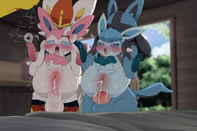 anal anal_fluids anal_penetration anthro anthro_on_feral anthro_penetrating anthro_penetrating_feral anus bestiality biped blue_body blush bodily_fluids butt cum cum_from_ass cum_from_vagina cum_in_ass cum_in_vagina cum_inside detailed_background feet female female_penetrated feral feral_penetrated genital_fluids genitals group humanoid_genitalia humanoid_genitalia_on_feral humanoid_vulva humanoid_vulva_on_feral hypnosis inside leaking_cum male male/female male_penetrating male_penetrating_female mind_control pawpads paws penetration penile penile_penetration penis penis_in_ass pupils quadruped sex soles sweat tail toes tongue vaginal_fluids vulva white_body yellow_body dagasi nintendo pokemon canid canine cinderace eeveelution generation_1_pokemon generation_4_pokemon generation_6_pokemon generation_8_pokemon glaceon hypno_(pokemon) lagomorph leporid lucario mammal pokemon_(species) sylveon 2026 3:2 digital_drawing_(artwork) digital_media_(artwork) hi_res