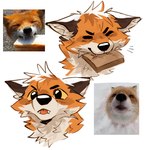 anthro biped black_eyes countershade_fur countershading fangs fur looking_at_viewer male orange_body orange_fur reference_image solo teeth toast_in_mouth white_body white_countershading white_fur yellow_sclera atkaso canid canine fox mammal 2024 hi_res