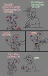 2024 age_difference anthro biped buckteeth clothed clothing comic dialogue duo english_text eyebrows eyes_closed female five_nights_at_freddy's floppy_ears hat headgear headwear hi_res hoodie human humor lagomorph leporid long_ears looking_at_another male mammal mike_schmidt monochrome older_human older_male open_mouth open_smile rabbit roommates:motha scottgames shirt simple_background smile soulcentinel sticker teeth text topwear vanny_(fnaf) young young_anthro young_female younger_anthro younger_female