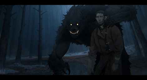 5_fingers anthro black_bars claws clothed clothing duo fingers fur hair open_mouth standing teeth tongue hitmore mythology canid canine canis humanoid mammal monster mythological_canine mythological_creature orc werecanid werecanine werecreature werewolf wolf bad_metadata digital_media_(artwork) letterbox