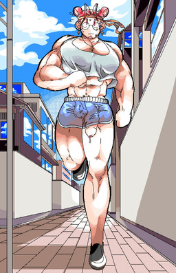 athletic_wear barazoku blue_sky bodily_fluids bottomwear clothing day detailed_background foreskin genital_fluids genitals gym_bottomwear gym_shorts hair humanoid_genitalia humanoid_penis jogging male muscular muscular_humanoid muscular_male penis penis_poking_out penis_through_leghole pink_hair precum shirt shorts sky solo sweat tank_top topwear bara_moe_bitch animal_humanoid bear humanoid mammal mammal_humanoid ursid_humanoid 2021 digital_media_(artwork) hi_res pixel_(artwork)