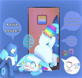 anal ass_up blush bodily_fluids cum cum_inside feral genital_fluids genitals knot knotted_penis male male/male penis xevie_eevee_(artist) nintendo pokemon blackyumbreon_(character) fan_character salvador_(gabu_art) xevie_eevewhite(character) eevee eeveelution generation_1_pokemon generation_2_pokemon pokemon_(species) umbreon hi_res