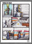 antennae_(anatomy) anthro blue_body dialogue glowing glowing_eyes grey_body holding_rock machine solo speech_bubble text yellow_eyes impishhyena world_of_ruan roxy_(world_of_ruan) robot 2019 comic english_text hi_res signature