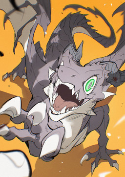 2_horns ambiguous_gender back_wings black_horn claws countershade_face countershade_tail countershade_torso countershading facial_spikes fangs feral foreshortening front_view green_eyes grey_claws head_horn horn looking_at_viewer membrane_(anatomy) membranous_wings multicolored_body open_mouth open_smile orange_background pupils purple_body purple_membrane quadruped red_tongue ringed_iris simple_background slit_pupils smile smiling_at_viewer snout solo spikes spikes_(anatomy) spread_wings tail tan_body tan_countershading tan_membrane teeth tongue tongue_showing two_tone_body white_sclera white_spikes wing_claws wings chiayeeee european_mythology mythology dragon mythological_creature mythological_scalie scalie western_dragon winged_dragon 2025 digital_drawing_(artwork) digital_media_(artwork) full-length_portrait hi_res portrait