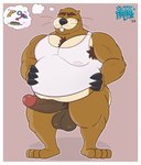 anthro armpit_hair balls barazoku beard belly big_balls big_belly big_claws big_penis black_claws body_hair border bottomless brown_body brown_fur buckteeth butt_hair chest_hair claws clothed clothing darkened_balls darkened_genitalia eyebrows eyes_closed facial_hair food fur genitals hairy hairy_balls hand_on_belly humanoid_genitalia humanoid_penis male manly musclegut muscular muscular_anthro muscular_male nipples pecs penis pizza pubes shirt shirt_only smile solo standing stubble tan_body tan_fur tank_top tank_top_only teeth thick_eyebrows thick_thighs thought_bubble topwear topwear_only vein veiny_penis whiskers white_border sleazy_komori_(artist) mario_bros nintendo eulipotyphlan mammal mole_(animal) monty_mole 2025 hi_res
