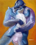 age_difference anthro casual_nudity cuddling duo flaccid genitals hug male penis size_difference young young_anthro chris_goodwin badger mammal mustelid musteline 2010 gouache_(artwork) painting_(artwork) traditional_media_(artwork)