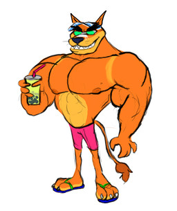 anthro beachwear beverage biceps big_muscles bottomwear bubble_tea clothing eyebrows eyewear footwear fur grin hat headgear headwear holding_beverage holding_object male muscular muscular_anthro muscular_male nipples orange_body orange_fur pecs pink_bottomwear pink_clothing pink_shorts sandals sharp_teeth shirtless shoes shorts simple_background smile solo sunglasses suntan swimming_trunks swimwear tail tail_tuft tan_body tan_fur tan_line teeth thick_eyebrows tuft white_background glass0milk activision crash_bandicoot_(series) tiny_tiger dasyuromorph mammal marsupial recently_extinct_species thylacine 2019 hi_res