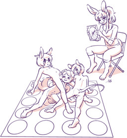 4_toes 5_fingers age_difference all_fours animal_genitalia animal_penis anthro anus backsack balls balls_on_face blush blush_lines braided_hair braided_ponytail bridge_pose buckteeth butt canine_genitalia canine_penis chair chest_tuft claws clothed clothed_anthro clothed_female clothing crop_top detached_sheath erection eye_markings feet female female_anthro fingers furniture genitals grin group group_nudity hair head_between_thighs high-angle_view leg_markings male male/male male_anthro markings navel nipples nude_anthro nude_male older_anthro older_female on_chair penis ponytail scut_tail shadow sheath shirt short_tail simple_background sitting sitting_on_chair smile socks_(marking) star_(marking) tail tail_motion tailwag teeth thin_tail toe_claws toes topwear tuft young young_anthro young_male aogami twister hymn_(aogami) melody_(aogami) canid canine canis domestic_dog lagomorph leporid mammal mouse murid murine rabbit rodent 2022 digital_drawing_(artwork) digital_media_(artwork) hi_res monochrome shaded shaded_line_art signature mother_(lore) mother_and_child_(lore) mother_and_son_(lore) parent_(lore) parent_and_child_(lore) parent_and_son_(lore) son_(lore)