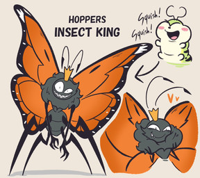 4_legs age_progression ambiguous_anthro ambiguous_feral ambiguous_gender antennae_(anatomy) anthro blush blush_stickers buckteeth countershading crown dialogue directional_arrow evil_grin eyebrows eyeless eyespots feral front_view green_body grey_body grin headgear insect_wings markings nude open_mouth orange_wings pupils ruff simple_background small_pupils smile solo spread_wings standing teeth text toothy_grin white_background white_body white_countershading wings young young_ambiguous young_feral sharky4sh disney hoppers_(disney) pixar titus_(hoppers) arthropod butterfly caterpillar insect larva lepidopteran monarch_butterfly 2026 copyright_name digital_media_(artwork) english_text japanese_description translated_description