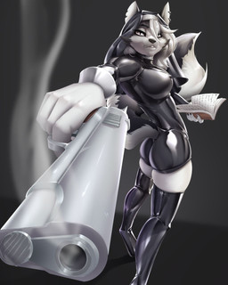 anthro book clothing ear_piercing female gun latex latex_clothing legwear looking_at_viewer nun piercing ranged_weapon skinsuit solo tight_clothing weapon nastya_tan hellaverse helluva_boss mythology loona_(helluva_boss) canid canid_demon canine demon hellhound mammal mythological_canine mythological_creature 4:5 hi_res