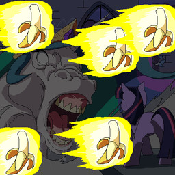 banana crown duo food fruit headgear horn open_mouth plant teeth tiara tongue merumeto friendship_is_magic hasbro my_little_pony mythology princess_celestia_(mlp) twilight_sparkle_(mlp) equid equine mammal mythological_creature mythological_equine unicorn 1:1 2015 low_res