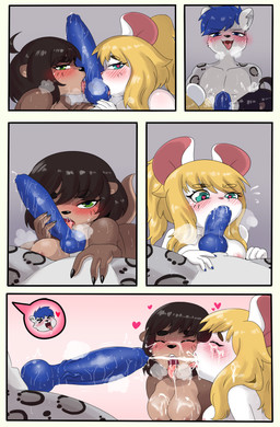 animal_genitalia animal_penis anthro anthro_on_anthro anthro_penetrated anthro_penetrating anthro_penetrating_anthro balls big_breasts big_penis black_body black_claws black_fur black_nose blonde_hair blue_eyes blue_hair blue_penis blush bodily_fluids breasts brown_body brown_fur brown_hair canine_genitalia canine_penis cheek_bulge claws collaborative collaborative_fellatio collaborative_oral collaborative_sex crossgender cum cum_drip cum_in_mouth cum_inside cum_on_chest cum_on_face cum_on_tongue cumshot cumshot_in_mouth dripping ear_piercing ejaculation erection exercise fellatio female female_penetrated finger_claws fur gauged_ear genital_fluids genitals green_eyes grey_balls grey_body grey_fur grey_sheath grey_spots group group_sex hair heart_eyes heart_symbol holding_penis interspecies knot licking looking_at_viewer looking_down lying male male/female male_penetrating male_penetrating_female markings mtf_crossgender nude on_back open_mouth oral orgasm penetration penile penis penis_lick penis_on_face piercing pink_inner_ear ponytail pupils saliva sex sheath smile spots spotted_body spotted_fur tan_body tan_fur threesome tongue tongue_out trio white_body white_fur workout mr-shin glaze_(glazetpf) marvin_(mr-shin) shin_(mr-shin) felid mammal mouse murid murine mustelid otter pantherine rodent snow_leopard 2026 absurd_res comic hi_res