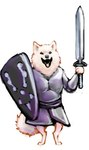 armor fangs fur melee_weapon shield simple_background solo sword teeth weapon white_background white_body white_fur sepphyr undertale undertale_(series) lesser_dog canid canine canis domestic_dog mammal