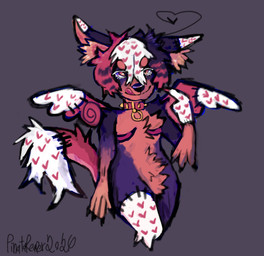 anthro black_body black_fur black_hair black_nose chibi_wings collar collar_only fur hair heart-shaped_hair heart_(marking) heart_symbol love male markings mastectomy_scar multicolored_body multicolored_hair multicolored_wings nude o-ring raccoon_tail_hair red_collar red_hair red_wings scar seam_(sewing) solo spiked_collar spikes tan_body tan_fur tongue tongue_out top_scars white_body white_fur white_hair white_wings wings pinatareaper canid canine canis dobermann domestic_dog mammal patchwork_creature pinscher hi_res nonbinary_(lore) trans_(lore)